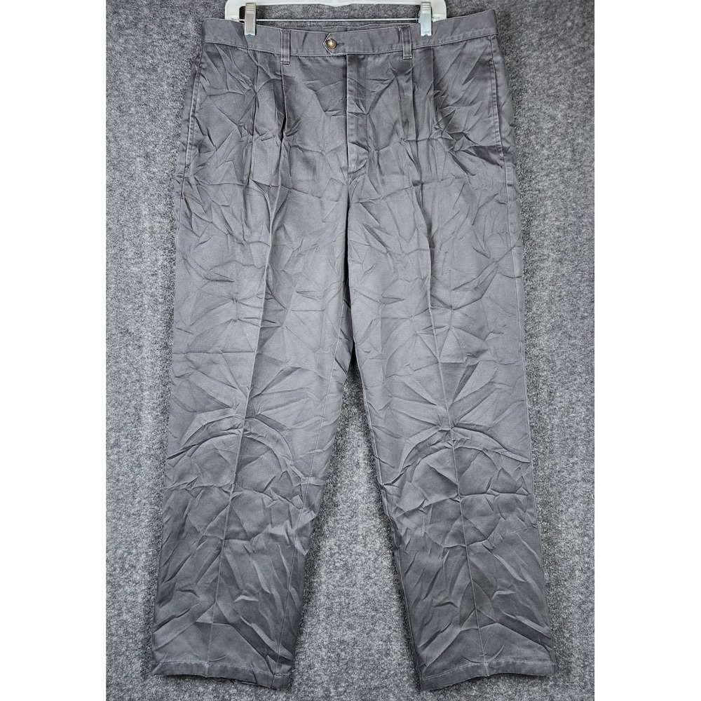 Gary Player Pants Mens 38x34 Pleated Charcoal Grey Golf Chino Trousers EUC